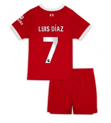 Liverpool Luis Diaz #7 Koti Pelipaita Lasten 2023-24 Lyhyet Hihat (+ Lyhyet housut)